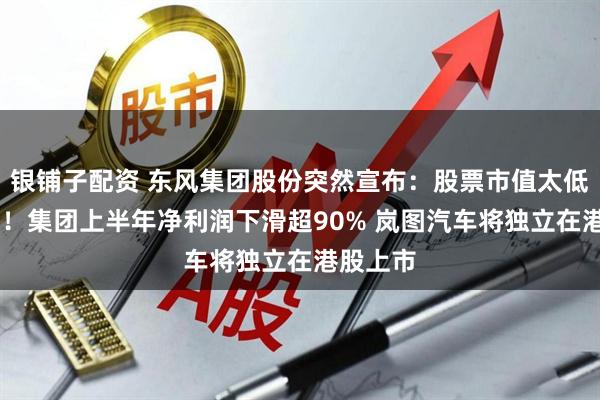 银铺子配资 东风集团股份突然宣布：股票市值太低 将退市！集团上半年净利润下滑超90% 岚图汽车将独立在港股上市
