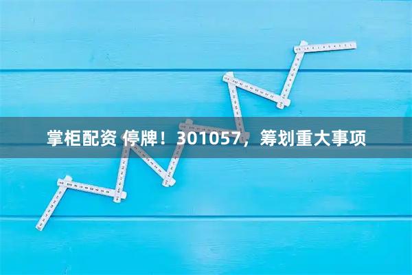 掌柜配资 停牌！301057，筹划重大事项